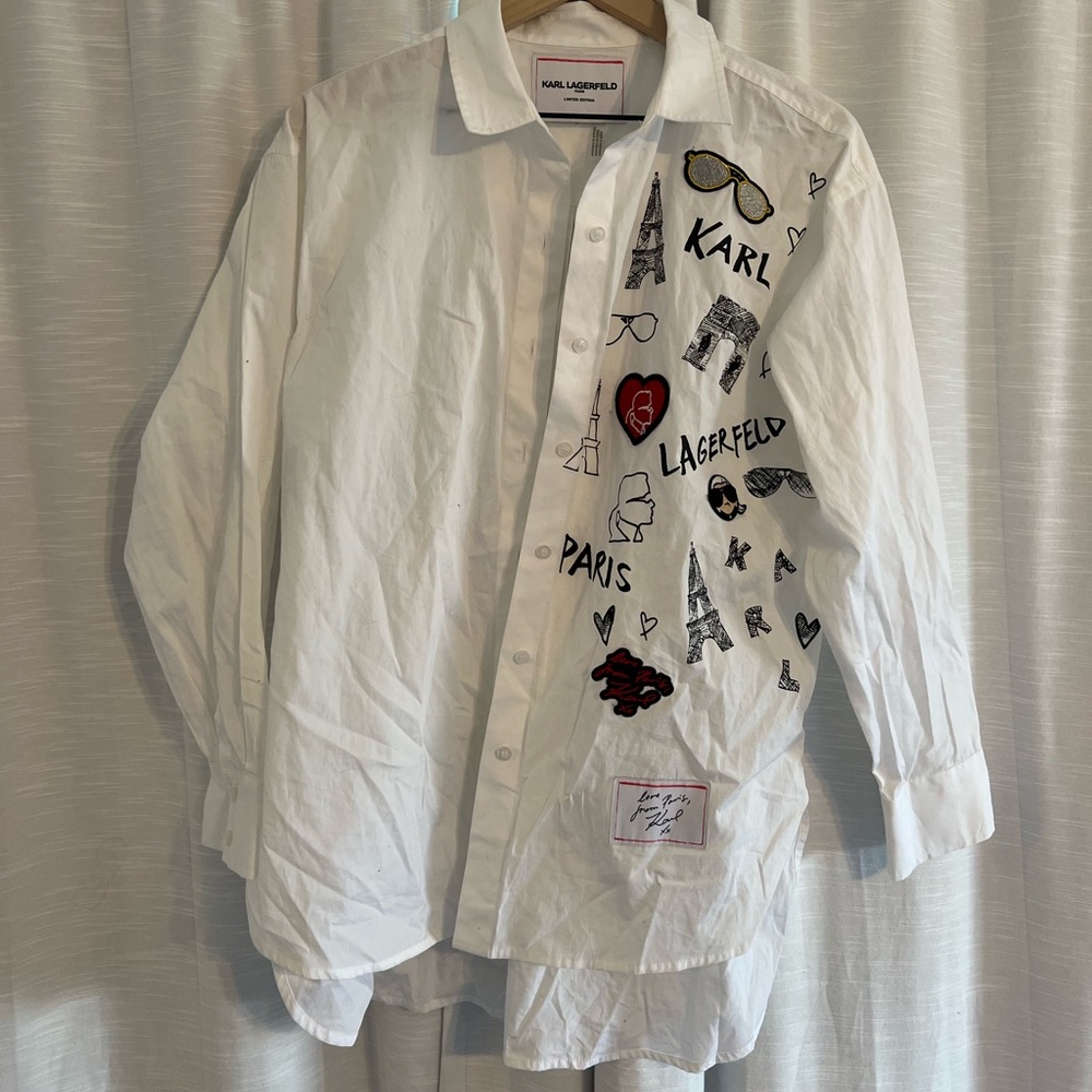 Karl Lagerfeld Macys limited edition collection Oversized white blouse size L